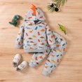 thumbnail image 2 of Quealent Toddler Boy Clothes Baby Outfits Colorful Dinosaur Hoodie & Jogger Pants 2Pcs Winter Clothing Sets (Grey, 2-3 Years), 2 of 7