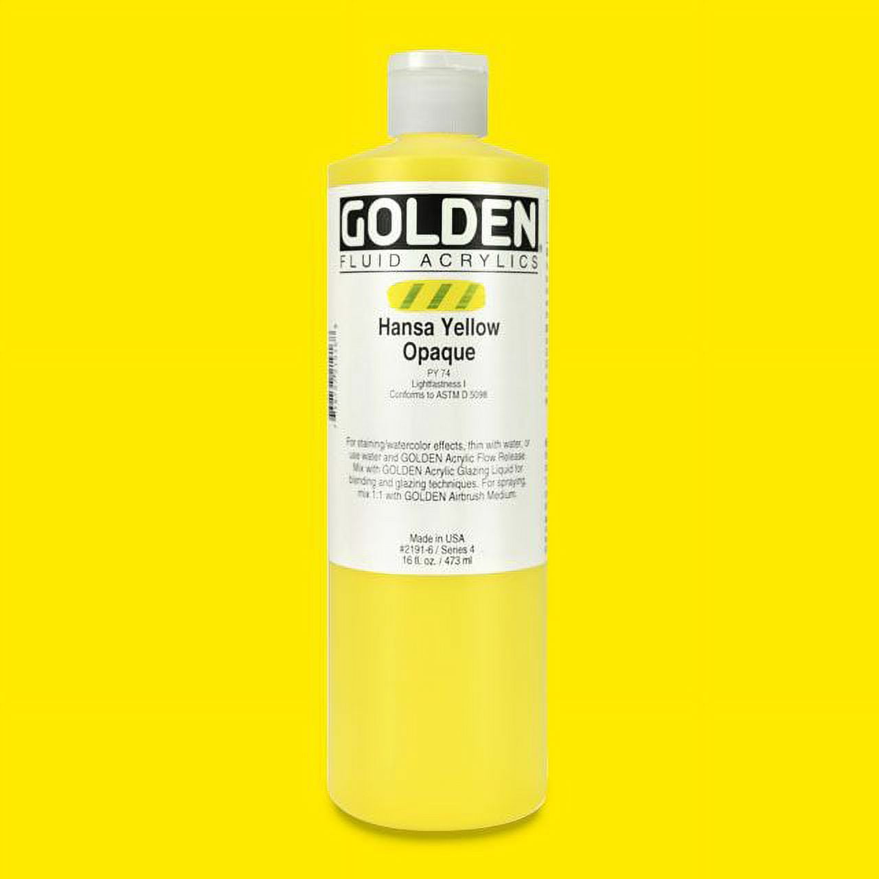 Golden Fluid Acrylic Paint, 16 oz, Hansa Yellow Opaque
