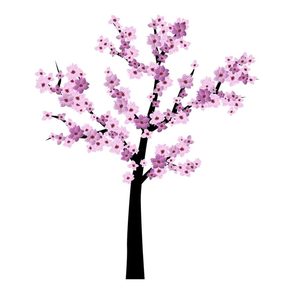 Design With Vinyl - Cherry Blossom Tree Branch Wall Decal - Sticker for Home Decoration in a Floral Themed Nursey Room, Easy To Apply & Removeable-Applies to any Smooth Surface-Size: 9" x 10".
