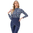 thumbnail image 2 of OBEEII Muslim Swimsuits For Women 3 Pieces Long Sleeve Modest Swimwear Lslamic Arabic Swimming Costume Hijab Burkini 4XL blue floral, 2 of 5