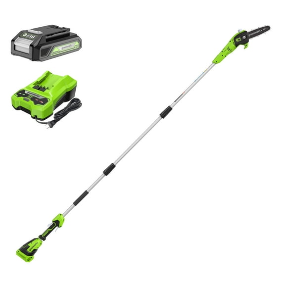 Greenworks 24V 8" Cordless Pole Saw with 2Ah Battery and Charger 1402102