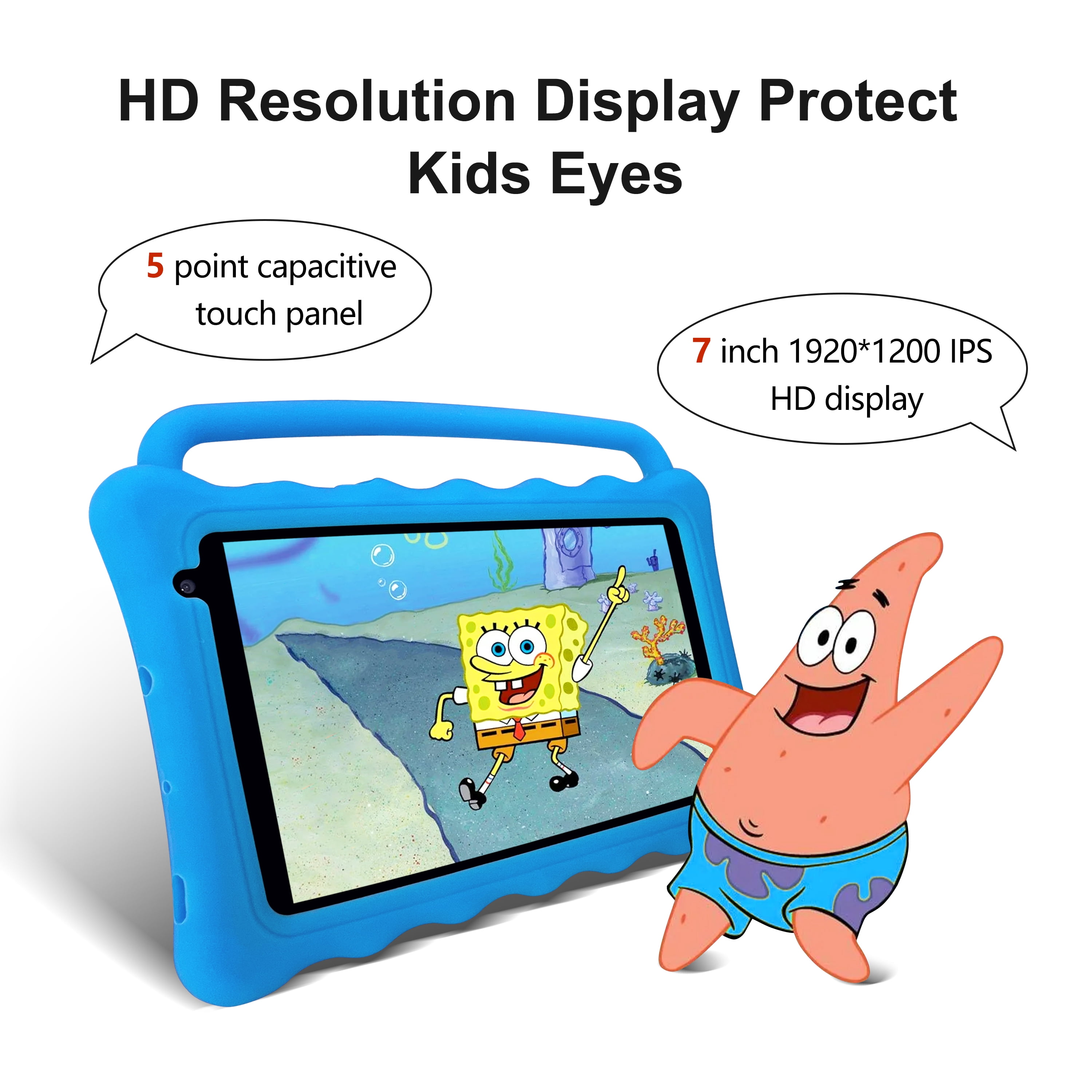 Kids Tablet, 7 Inch Tablet for Kids, Android 12 Tablet 2GB RAM+32GB Storage, Toddler Tablets with KIDOZ Parental Control App, WiFi, Bluetooth, Best Gift for Kids Learning and Playing
