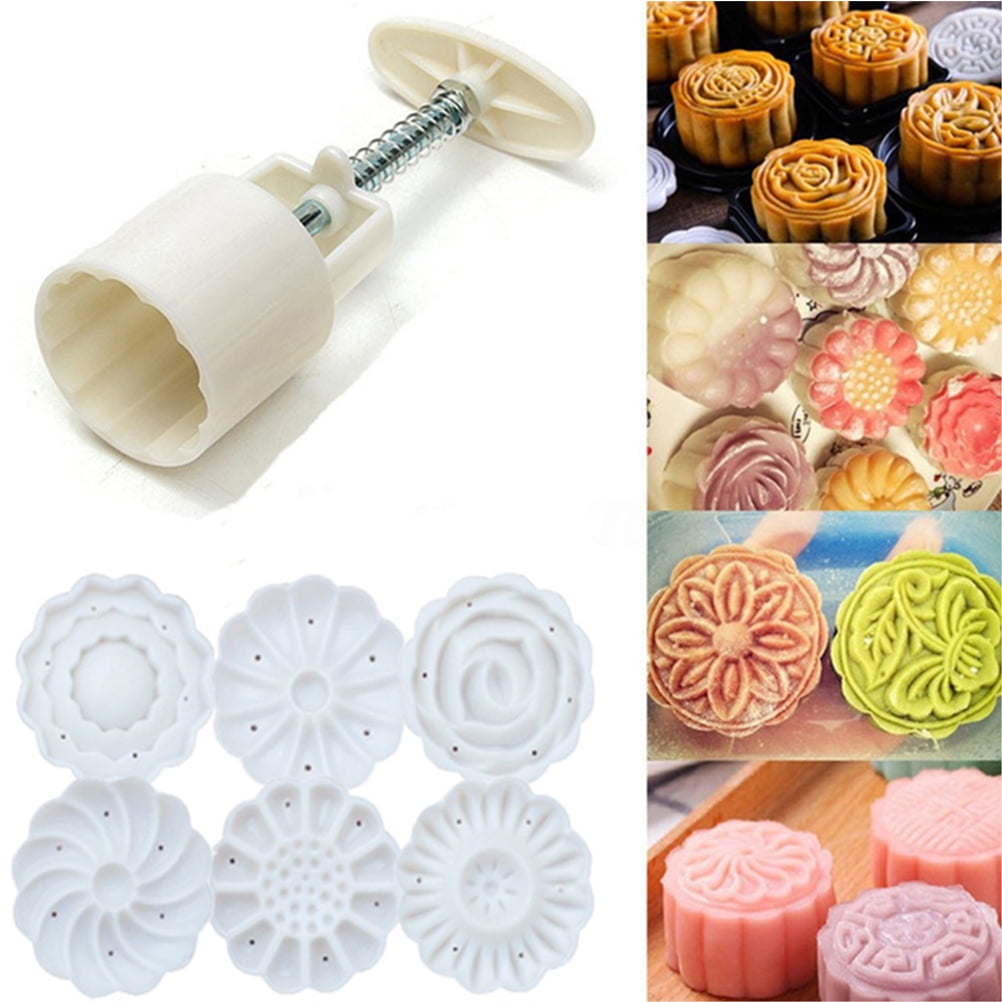 Moon Cake Mold 4 Cookie Stamps Flower Pattern Cookie Mold Pie Mold 125G 