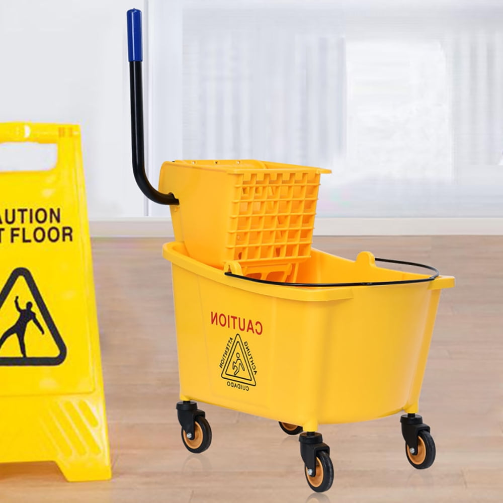 Topcobe 31 Quart Side Mop Bucket Press Wringer, Basics Side Press Wringer Combo Commercial Rectangular Mop Bucket on Wheels
