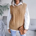 thumbnail image 2 of KDFJPTH Cardigan Sweaters for Women Sleeveless Sweater Vests Sweater Solid Print Khaki L, 2 of 7