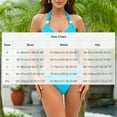 thumbnail image 3 of Women's Bikini Swimsuits Sevevn Women's Triangle Ruched Bikini Set Two Piece Swimsuit Halter Sliding Rings Bathing Suit Blue XL, 3 of 9