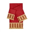 thumbnail image 3 of Sherry Kline  Queue Coral 3-piece Decorative Towel Set, Jacquard Fabric Band, brush fringe trim 1 Bath Hand & Tip Towel Red, 3 of 5