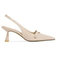 thumbnail image 2 of Women Kitten Heels Slingback Low Heel Pumps Dress Shoes for Women Closed Pointed Toe Pearl Heels for Work Wedding Bridal, 2 of 8