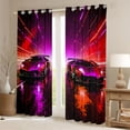 thumbnail image 2 of Castle Fairy Neon Twin Race Car Curtains Pack of 2 (42x84 Each) for Boys, Tunnel Light Track Curtains Blackout for Bedroom, Red Purple, 2 of 6