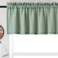 thumbnail image 2 of Coolmee Curtain Valance, Waffle Weave Waterproof Window Valance for Bathroom, Rod Pocket Kitchen Valance Curtain，60" x 15", Green Blue, 2 of 7