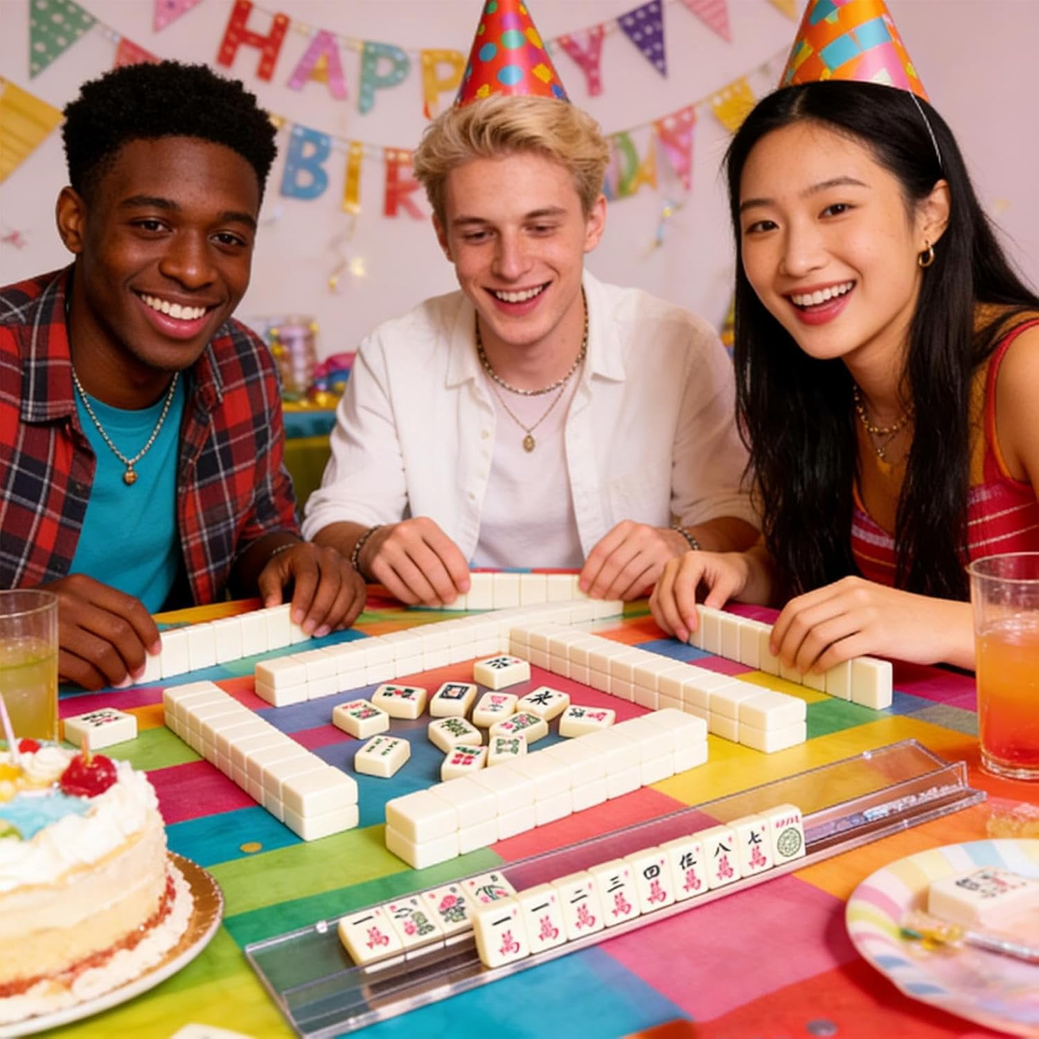 Scalloped Mahjong Racks | 44.5cm Acrylic Mahjong Racks,Clear Mahjon g Rack with Magnet Pusher | for Players Seniors Hobbyists Community Center Home Game Room Family Gathering Travel