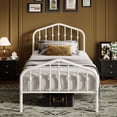 thumbnail image 2 of Sifurni Twin Size Bed Frame, Heavy Duty Metal Platform Bed with Vintage Victorian Headboard & Footboard, White, 2 of 8