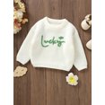 thumbnail image 2 of Bslissey Toddler Baby Girls Knitted Sweater Long Sleeve Letter Embroidery Warm Pullover Jumper Tops Infant Loose Knitwear for Casual Daily 6M 9M 12M 18M 24M 3T, 2 of 9