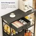 thumbnail image 4 of Coffee Bar Cabinet for Home - Farmhouse Coffee Stand Station Multi-Purpose Storage Cabinet with Adjustable Feet, Drawers - Kitchen Bar Table for Living Room, Corner, Small Space, Black, 4 of 16