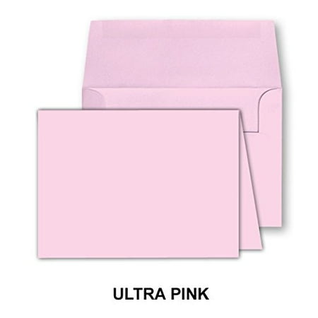 Color Card Blank Color Greeting Fold Over Cards Uncoated, 4 1/2 X 6 Inches Cards - 40 FoldoverGreeting Cards Cards and Envelopes (Ultra Pink) ()