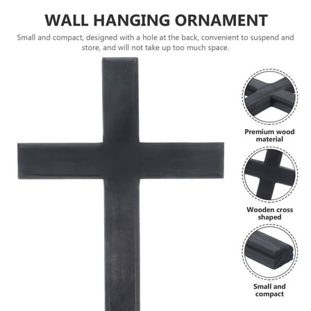 GAXIRE Wooden Wall Cross Black Antique Finish 28x16in Home Decor Christian Wall Art