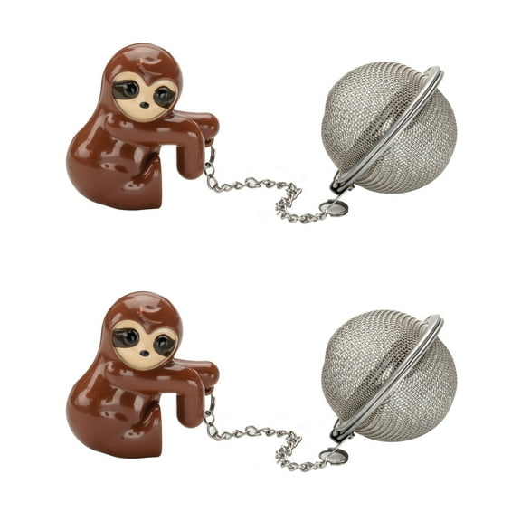 Joie Sloth Tea Infuser Strainer, For Loose Tea and Herbal Tea, 18/8 Stainless Steel, Assorted Grey and Brown, Set of 2