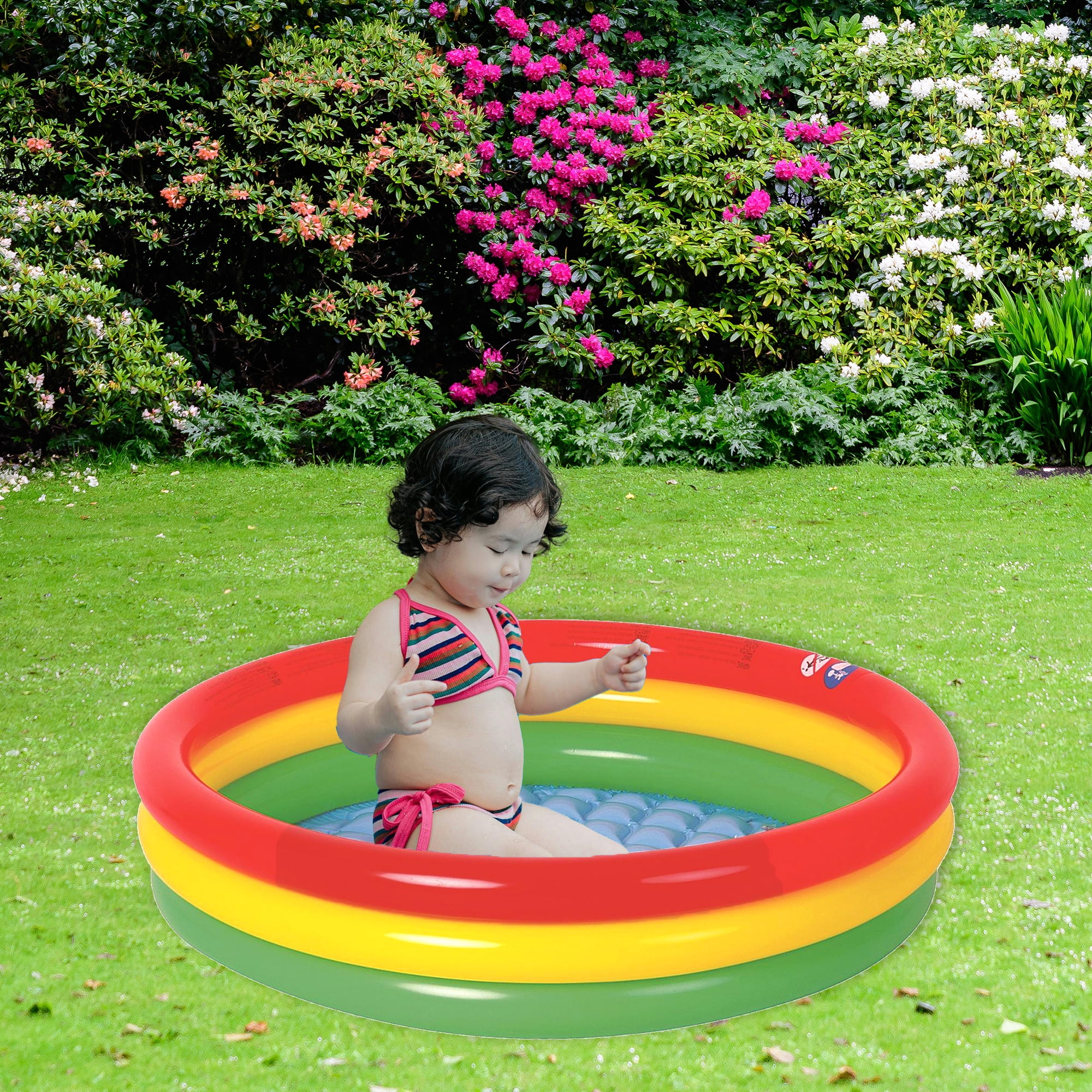 Pool Central 59" Inflatable Round Kiddie Swimming Pool - Red/Blue