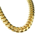 thumbnail image 3 of Mens 24K Gold Plated 18" Inch Choker Chain Stainless Steel 14MM Wide Cuban Link Hip Hop Necklace, 3 of 6
