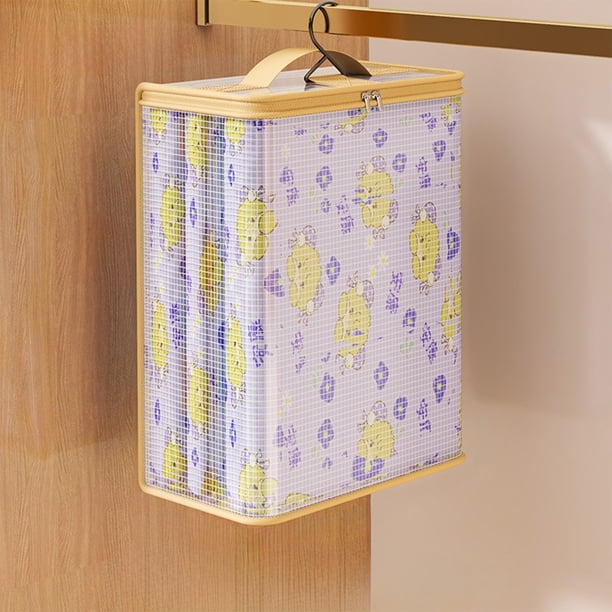 Bolsa de almacenamiento de malla para ropa y ropa de cama | Separador transparente a prueba de polvo con asa | Contenedor plegable de PVC para armario, hogar o viaje