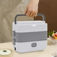 thumbnail image 4 of 2-Tier Electric Lunch Box, 200W Self Heating Rice Bowl 360° Steam Circulation Portable Electric Lunch Box 1.81 Qt Mini Pot Lunch Warmer for Offices, Homes 10.35 x 5.04 x 8.58 Inches, 4 of 7
