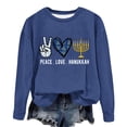thumbnail image 4 of Fznquz Crewneck Ladies Blouses Hanukkah Blue Fall Winter Sweatshirts Long Sleeve Casual Trendy Women Tee Shirts, 4 of 4