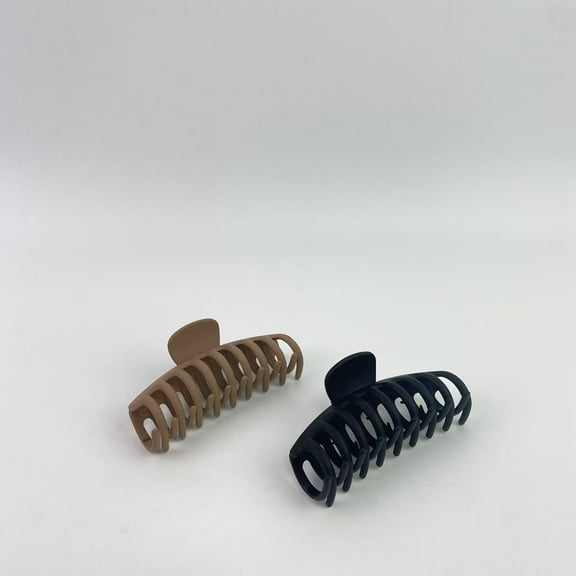 QUICK WEAR Hair clips Large, 2Pcs Black and Brown Hair Claw Clip for Women, Strong Hold jaw clips,Neutral Colors Nonslip Matte Jumbo Hair Clips