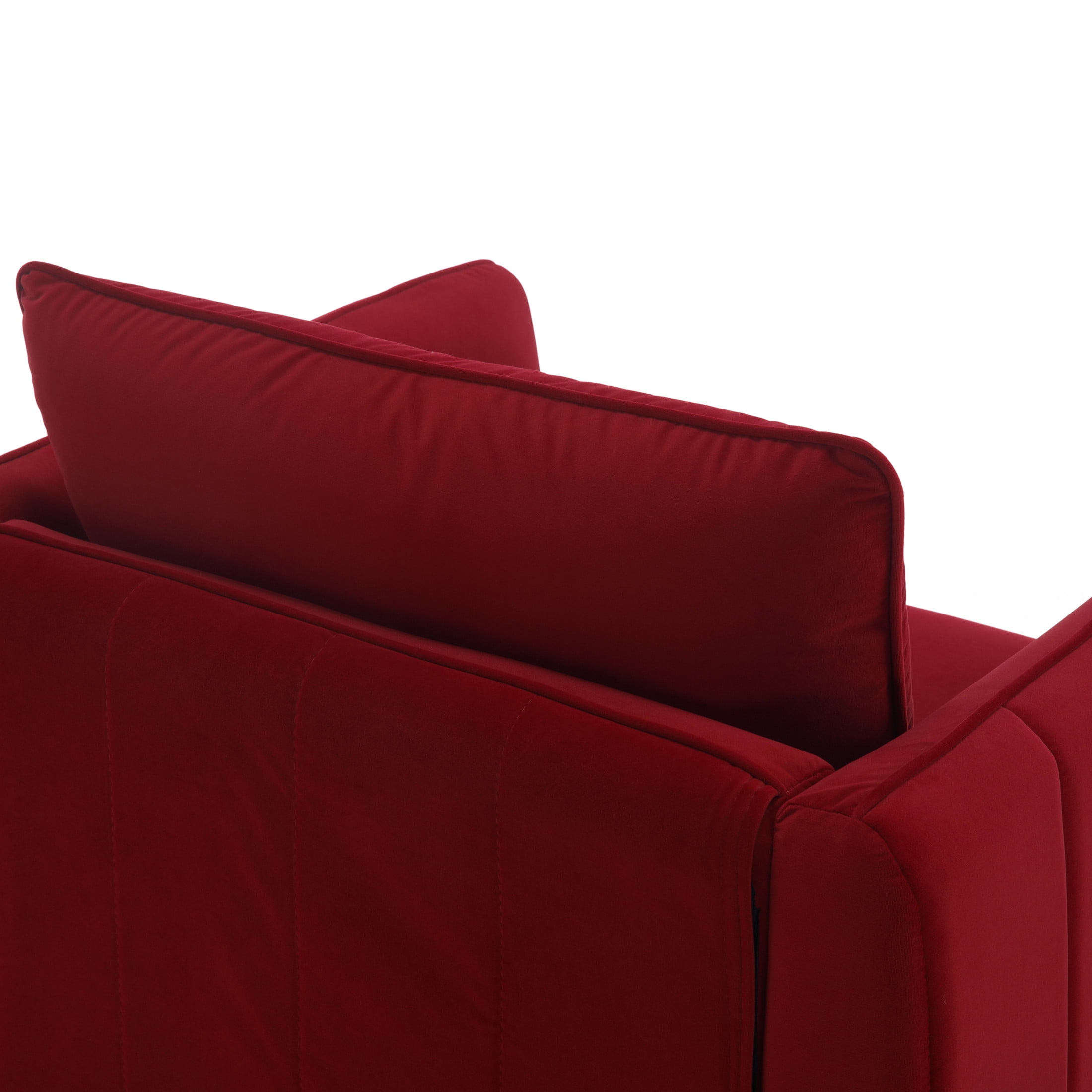 Noble House Mid-Century Modern Velvet Upholstered Accent Chair with Pillow, Metal Legs, Wine Red