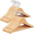 thumbnail image 1 of SONGMICS Perchas de madera para niños, paquete de 20 perchas de madera maciza para bebés, perchas para niños con barra para pantalones, muescas de hombro, ganchos giratorios, 12.6 x 7.5 pulgadas, 1 of 3