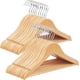 thumbnail image 1 of SONGMICS Perchas de madera para niños, paquete de 20 perchas de madera maciza para bebés, perchas para niños con barra para pantalones, muescas de hombro, ganchos giratorios, 12.6 x 7.5 pulgadas, 1 of 3