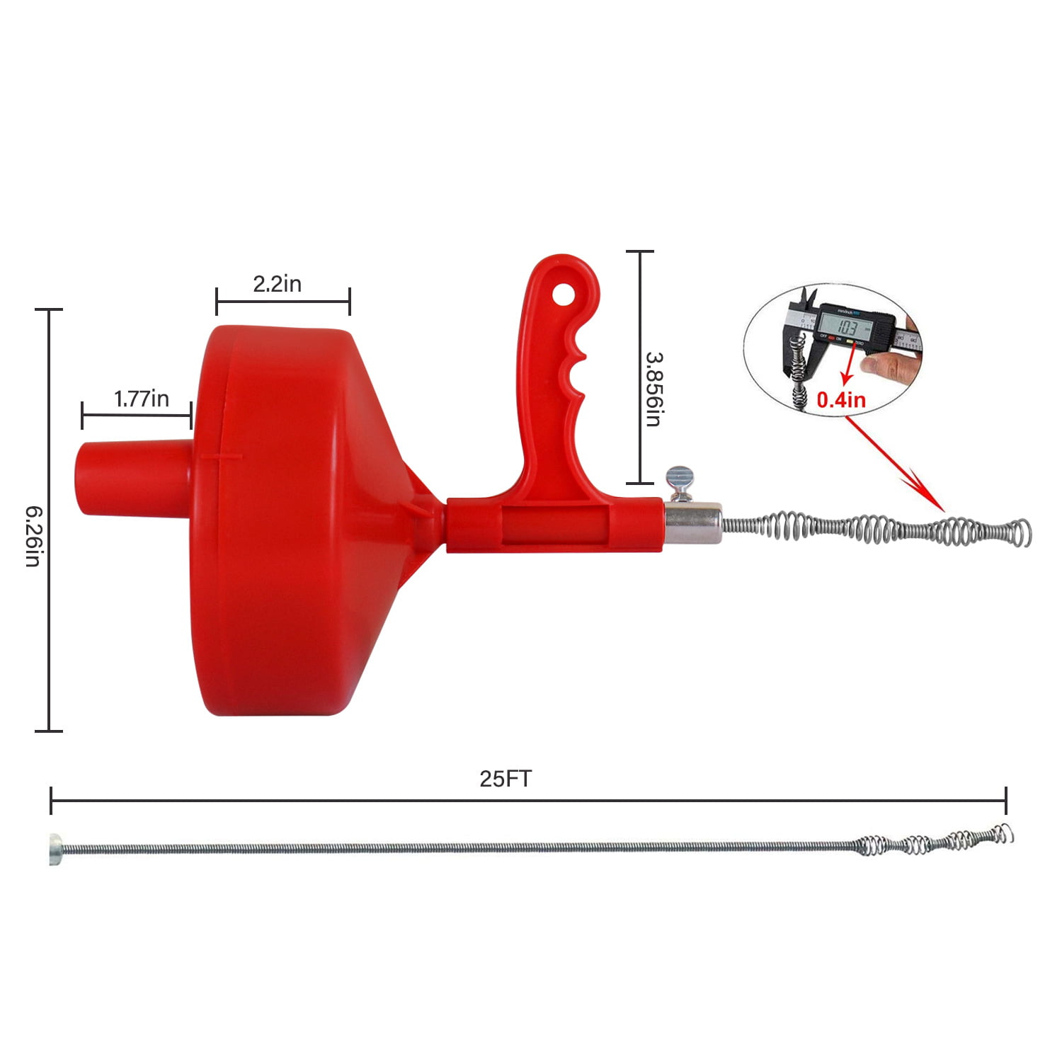 Drain Auger, Plumbing Snake With Drill Adapter, 35ft Heavy Duty Flexible  Sink Drum Auger and Drain unblocking Snake, Manual Or Powered With Work