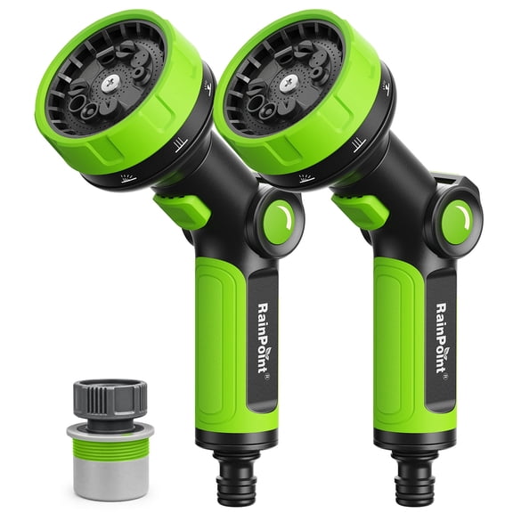 RainPoint 2 Pcs Garden Hose Nozzle, Thumb Control Water Hose Sprayer, Detachable Nozzle with 10-Spray Patterns for Watering Plants and Lawns