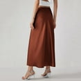 thumbnail image 4 of Bmisegm Women's Satin Skirts Casual Silk Midi Skirt High Waisted Long A Line Elegant Work Party Silk Brown Skirt XXL, 4 of 6