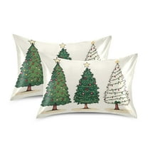 Yayeee Pillowcase Standard Size Set of 2 Satin Wrinkle Resistant Pillow Case, Hand Drawn Christmas Stars