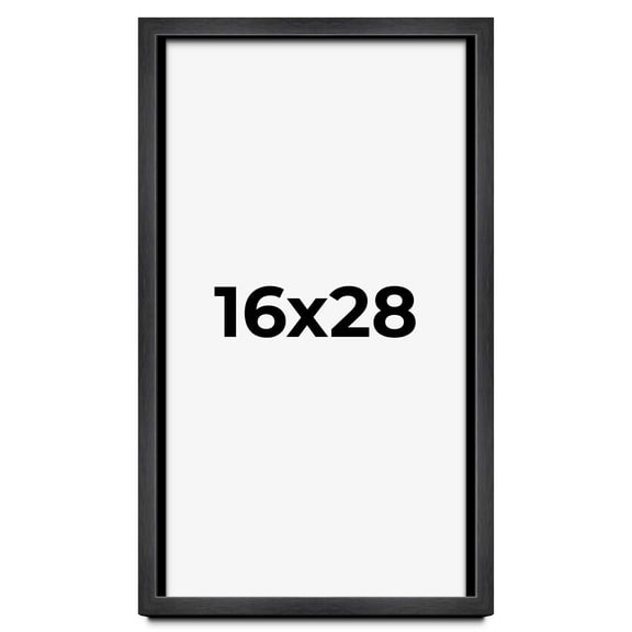 16x28 - 16 x 28 Charcoal Flat Solid Wood Frame with UV Framer's Acrylic & Foam Board Backing -