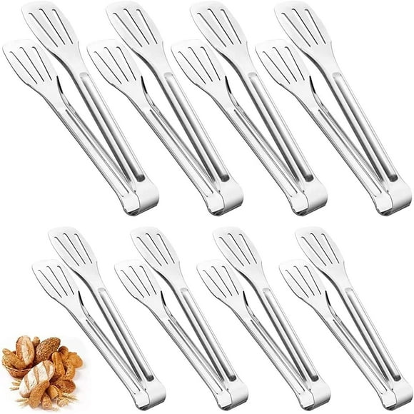 SHAR 8 Pièces Pinces de Cuisine en Acier Inoxydable,Pinces à Gâteau Pince à Barbecue Pince à Nourriture Pinces de Service pour Servir la Cuisiner Cuisson Friture Buffet Salade (2 Taille