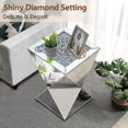 thumbnail image 4 of Pregaspor Silver Mirrored End Table, Crushed Diamond Top Accent Side Table, Geometric Small Mirrored Coffee Table for Living Room, Bedroom, Corner, Small Space, 4 of 7