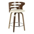 thumbnail image 2 of Cosini Mid-Century Modern Counter Stool With Swivel In Walnut And Cream Faux Leather - Set Of 2, 2 of 7