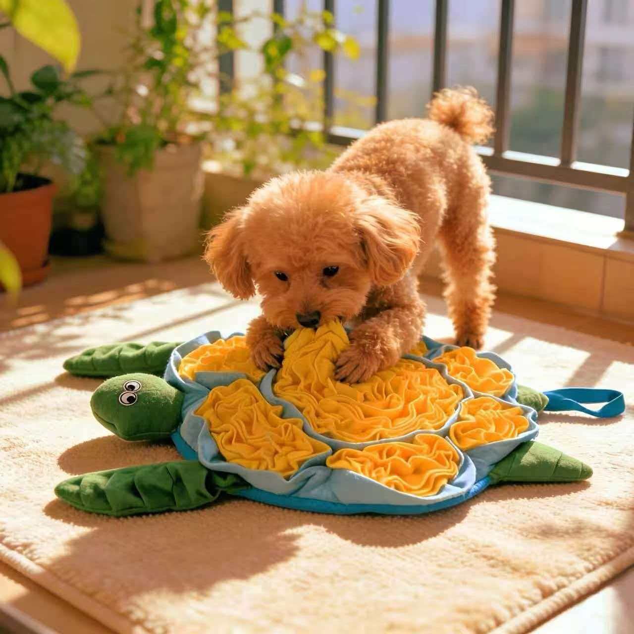 Dog Snuffle Mat, Interactive Turtle Foraging Mat for Mental Stimulation, Slow Feeder Puzzle Toy for Small to Medium Dogs, Nosework Training & Stress Relief Pet Enrichment Mat, Machine Washable