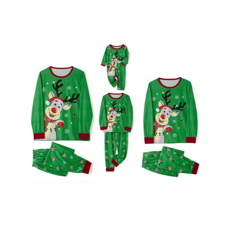 

AMILIEe Family Christmas Pajamas Matching Set Elk Xmas Holiday Sleepwear Long Sleeve PJs