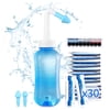 Neti Pot Sinus Rinse Wash Bottle Nose Cleaner Pressure Nasal Irrigation for Adult & Kid, 300 ML with 30 Nasal Wash Salt Packets and Sticker Thermometer BPA Free