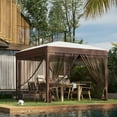 thumbnail image 2 of 10' x 10' Pop Up Canopy Tent with Netting, Instant Sun Shelter, Tents for Parties, Height Adjustable, with Wheeled Carry Bag and 4 Sand Bags for Outdoor, Garden, Patio, Cream, 2 of 7