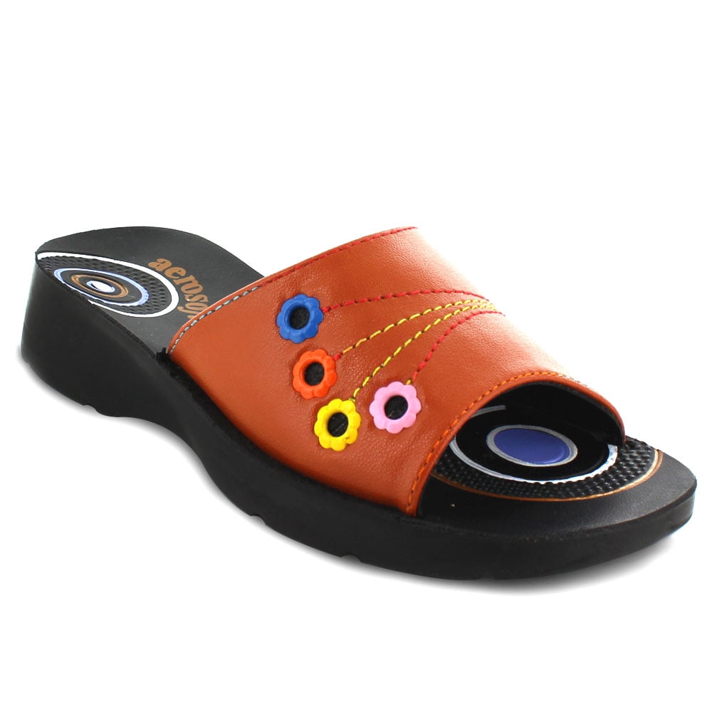 AEROSOFT Ladies Back/Red Thongs Slippers Flip-flops A0801