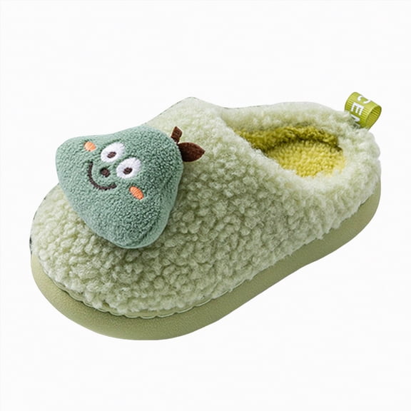 HCNTES Kids Toddler Slippers Baby Boys Girls Cute Cartoon Design House Shoes Children's Non Slip Warm Winter Fuzzy Indoor Slipper(Green,8.5)