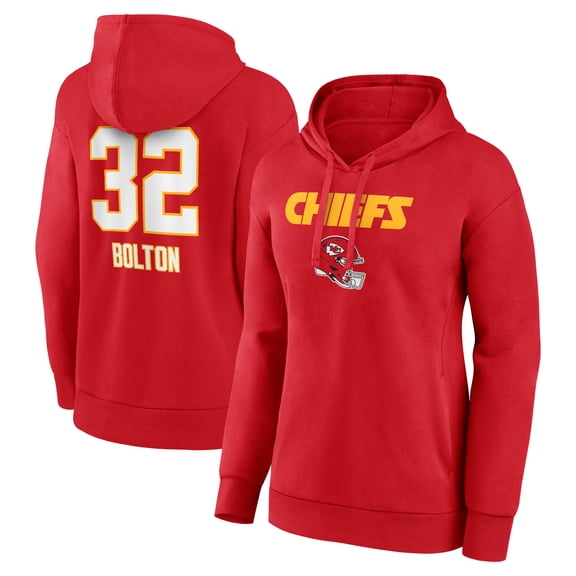 Women's Nick Bolton Red Kansas City Chiefs Wordmark Player Name & Number Pullover Hoodie