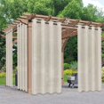 thumbnail image 1 of PureFit Rideaux Extérieurs Transparents pour Patio Imperméables Résistants à la Décoloration pour Gazebo Porche avant Pergola Filtrant le Soleil Rideau d'Intimité 54 x 95 Pouces Ensemble de 2 Beige, 1 of 1