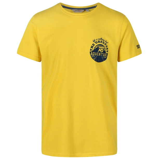 Regatta - Camiseta de cuello redondo con estampado Cline III para hombre caballero (Amarillo Sulfuro)