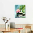 thumbnail image 3 of EastSmooth  Bamboo Zen Canvas Wall Art Spa Artwork Vibrant Pink Water Lily Zen Meditation Massage Stones Leaf Pictures Canvas Painting Print for Home Office and Kitchen,Framed, 3 of 5