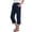 Navy, variant on Womens High Waist Capri Wide Leg Pants Side Pocket Design Soft Fabric Comfortable Silhouette for Daily Outings Blue S