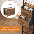 thumbnail image 6 of HIGDBFE 5-Tier Corner Bookshelf with LED Lights and 4 Fabric Drawers, L-Shaped Industrial Bookcase, Corner Display Shelf for Living Room, Home Office, Rustic Brown, 6 of 11